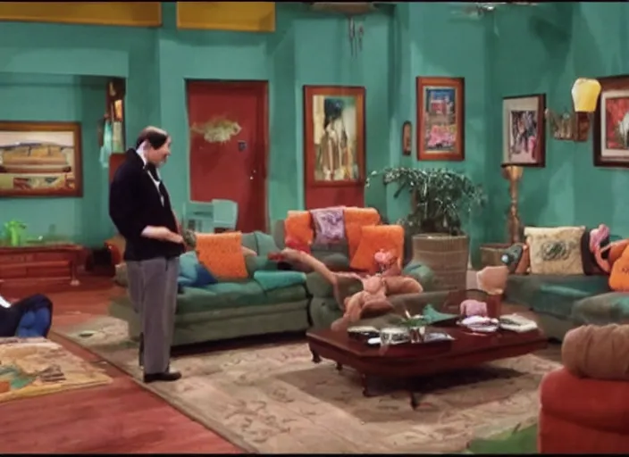 Image similar to the episode of seinfeld where the living room is filled with nickelodeon slime hd