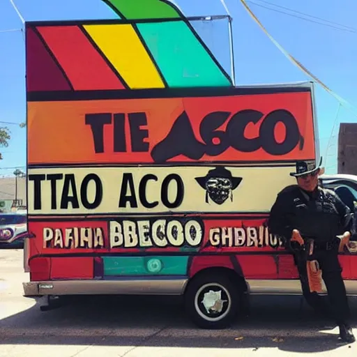 Prompt: 'the taco police on the beat'