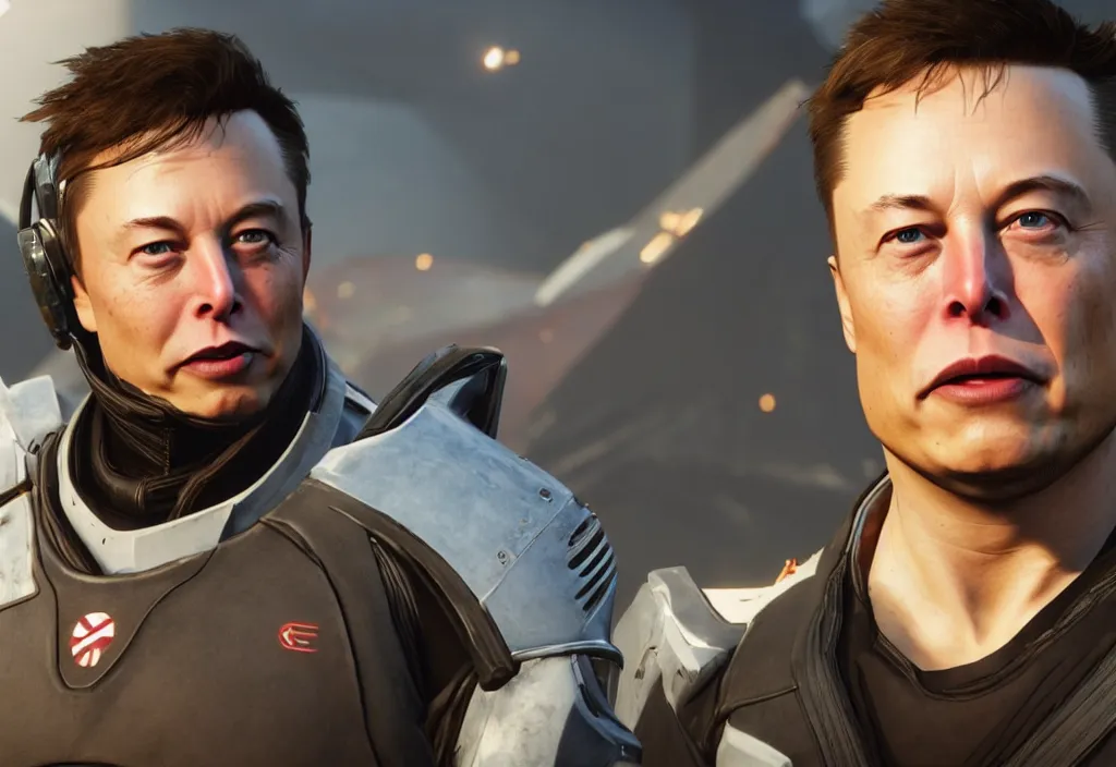 Image similar to elon musk in destiny 2, elon musk in the video game destiny 2, gameplay screenshot, close up, 3 d rendering. unreal engine. amazing likeness. very detailed.