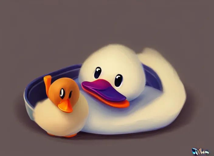 Image similar to cute duck tucked in bed and going to sleep, by disney pixar, digital painting, trending on artstation, award winning art, stylized painting