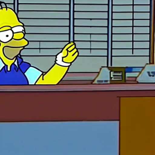 Prompt: screenshot from the office ( 2 0 0 2 ) homer simpson