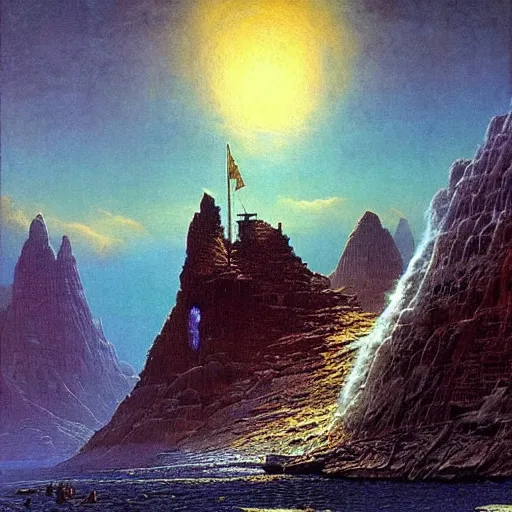 Image similar to 🌌🔥🧗🧟🧠🏝️, Bruce Pennington