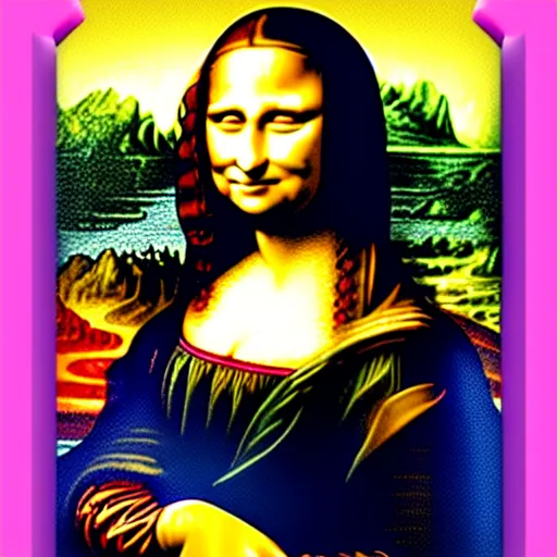 Image similar to mona lisa painted by lisa frank