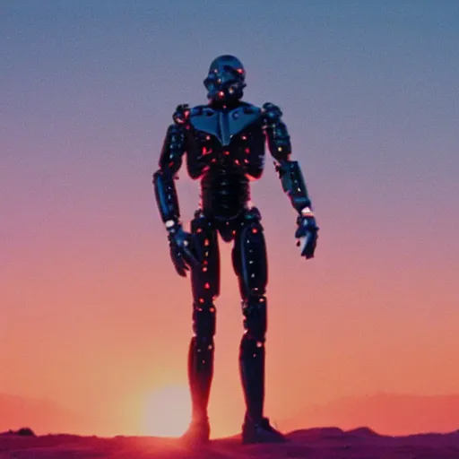 Prompt: movie still of cyborg made of the sun, cinematic composition, cinematic light, criterion collection, by edgar wright