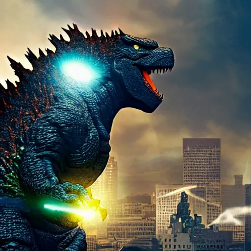 godzilla charging an attack on a metropolitan city | Stable Diffusion ...