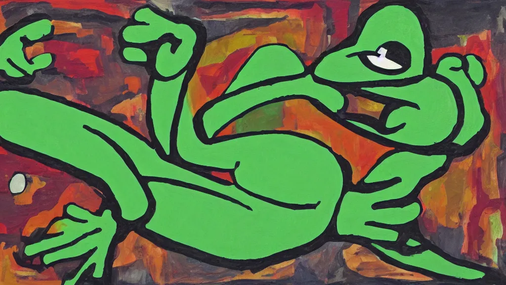 Image similar to abstract modernist interpretation of pepe the frog