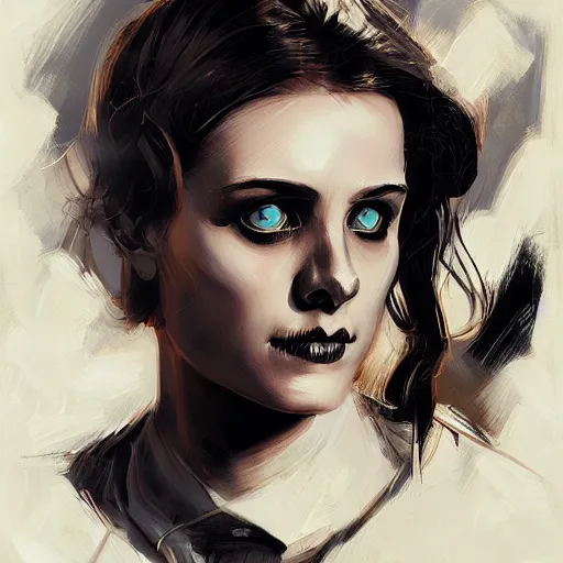 Image similar to portrait skull girl by petros afshar, hyper real, laurie greasley, jc leyendecker and singer sargent