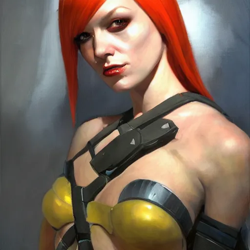 Image similar to greg manchess portrait painting of partially armored leeloo from the 5 th element as overwatch character, medium shot, asymmetrical, profile picture, organic painting, sunny day, matte painting, bold shapes, hard edges, street art, trending on artstation, by huang guangjian, gil elvgren, ruan jia, randy vargas, greg rutkowski
