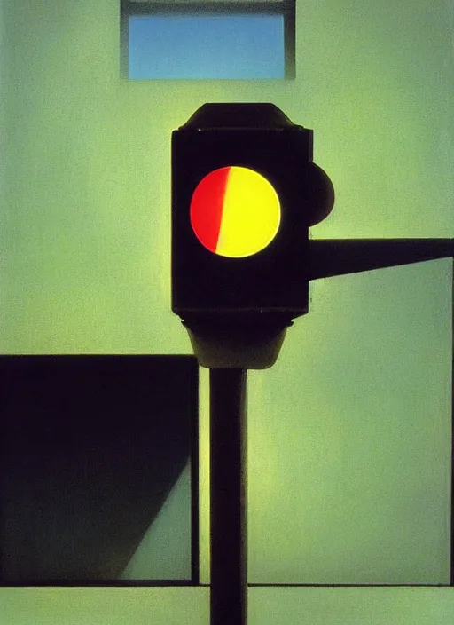 Image similar to traffic light in space Edward Hopper and James Gilleard, Zdzislaw Beksinski highly detailed