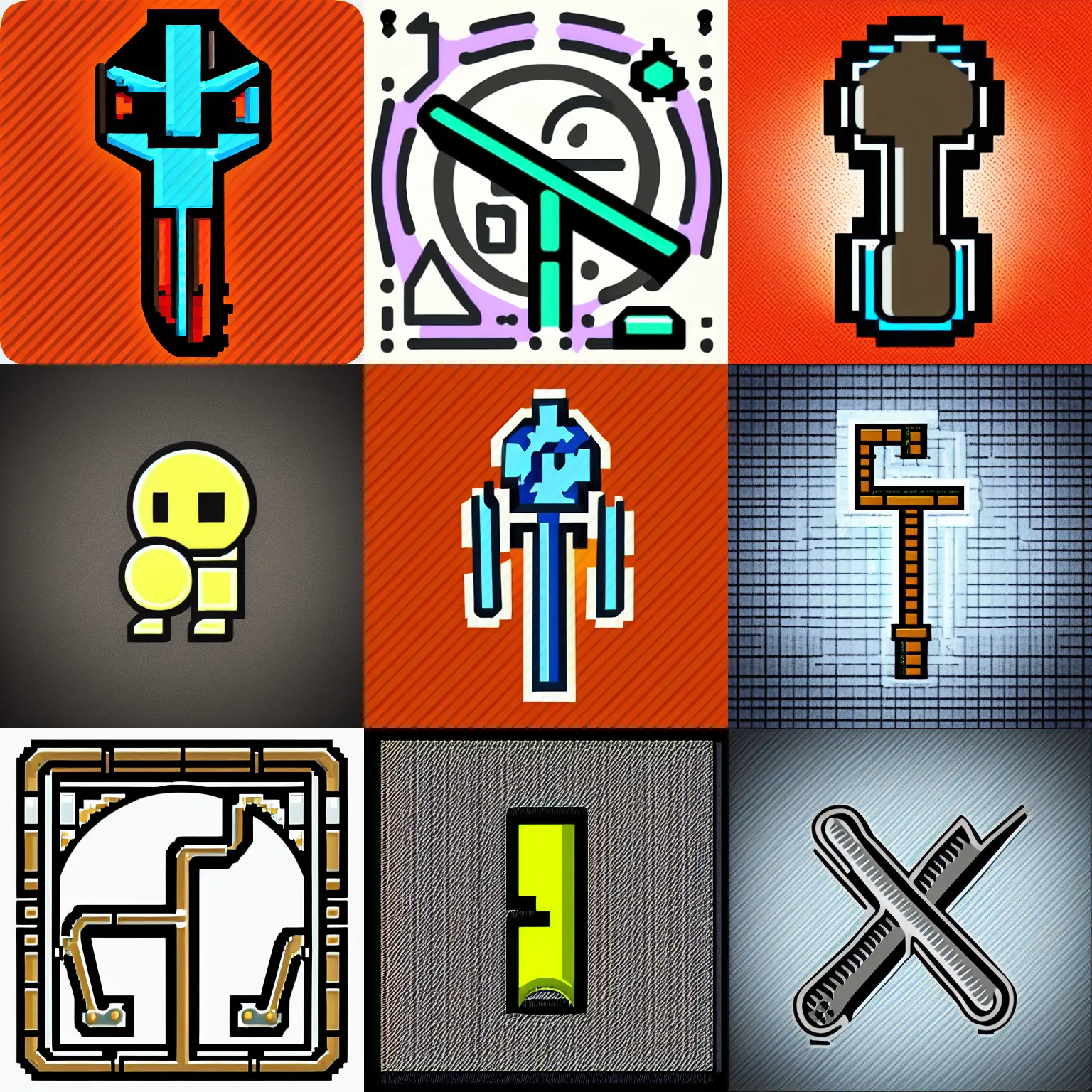 Prompt: retro sprite icon of a wrench, detailed, symmetrical, coherent, intricate, minimalist, rpg
