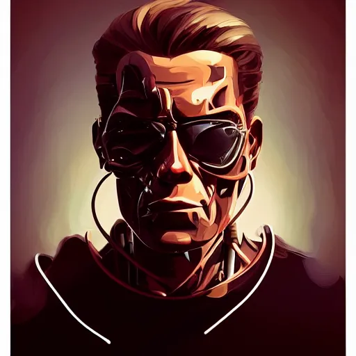 Image similar to face icon stylized minimalist the terminator, loftis, cory behance hd by jesper ejsing, by rhads, makoto shinkai and lois van baarle, ilya kuvshinov, rossdraws global illumination