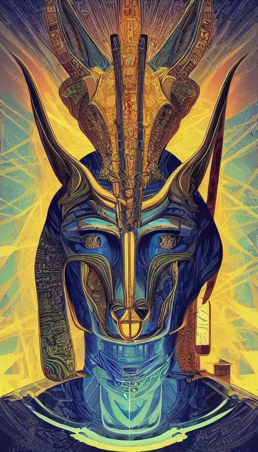 Image similar to Anubis, italian futurism, da vinci, Dan Mumford, Josan Gonzalez