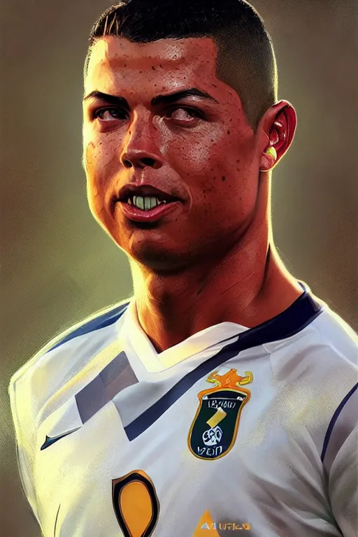 Image similar to ronaldo luis nazario da lima, football player, highly detailed, digital painting, artstation, concept art, smooth, sharp focus, illustration, art by artgerm and greg rutkowski and alphonse mucha