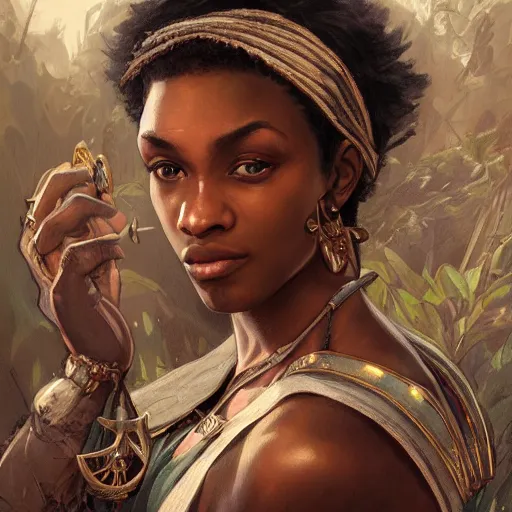 Image similar to KSI wearing a bandana, closeup, D&D style, fantasy, intricate, elegant, highly detailed, digital painting, artstation, concept art, matte, sharp focus, illustration, art by Artgerm and Greg Rutkowski and Alphonse Mucha