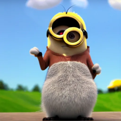 Prompt: squirrel in style of minions movie