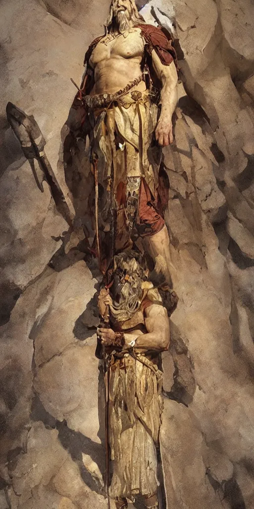 Image similar to a full body portrait of the ancient historical biblical evil pagan king ahab of Israel by craig mullins and marc simonetti, Ross Tran and WLOP, by Andrew Wyeth and Gerald Brom, In the style of John singer Sargent and James gurney, ARTSTATION, cgsociety, polycount, character design, CINEMATIC, AWE INSPIRING, BEAUTIFUL, ART GERM