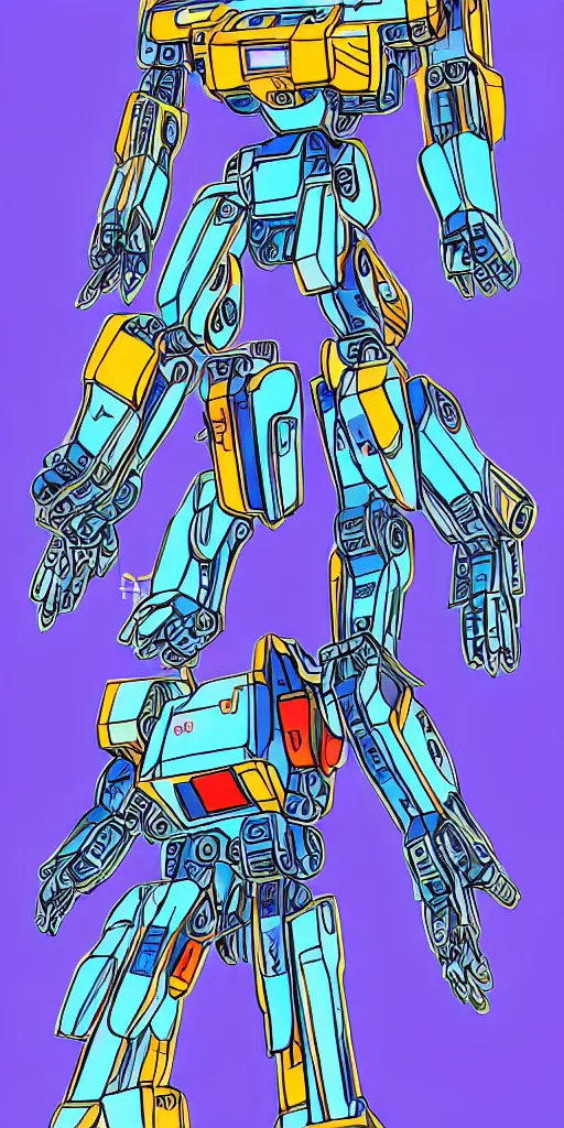 Image similar to blueprint of a colorful battletech mecha, technical draw, concept art, extreme detail, 3 5 mm, colorful, phone wallpaper