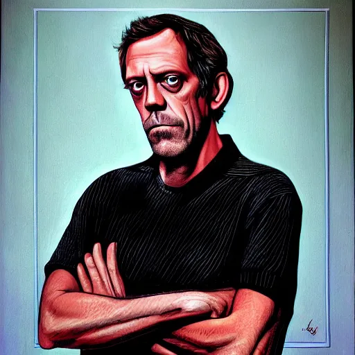 Prompt: portrait of hugh laurie by Glenn Fabry