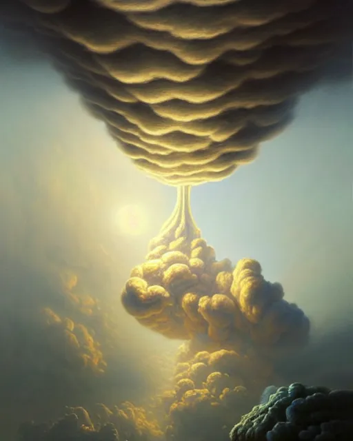 Prompt: a hyper - detailed 3 d render like an oil painting of venusian cloud farming, surrealism!!!!! surreal concept art, lifelike, photorealistic, digital painting, aesthetic, smooth, sharp focus, artstation hd, by greg rutkowski, bruce pennington, valentina remenar and asher duran,