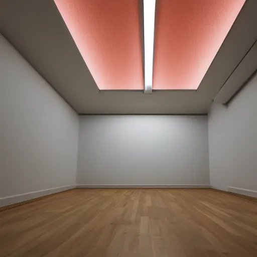 Image similar to view inside an empty room with the only light source being an orange led