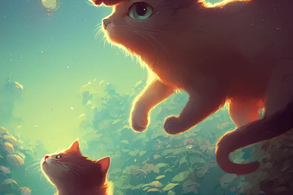 Image similar to cute cat, by victo ngai and andreas rocha and greg rutkowski, trending on artstation, unreal engine, 8 k hd wallpaperjpeg artifact, blur, artfact