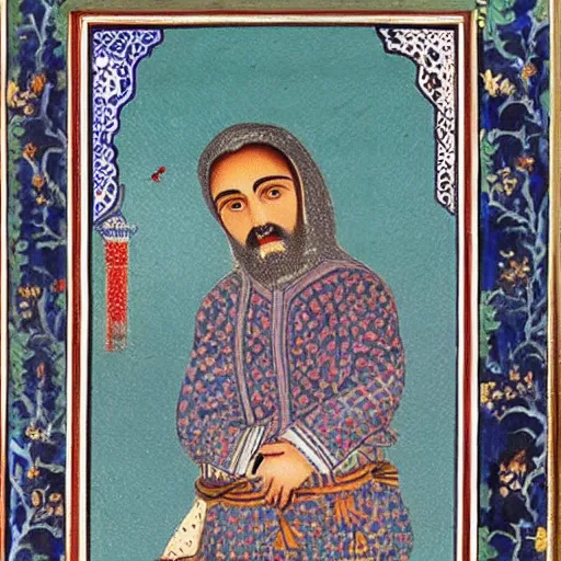 Image similar to a persian miniature painting by reza abbasi