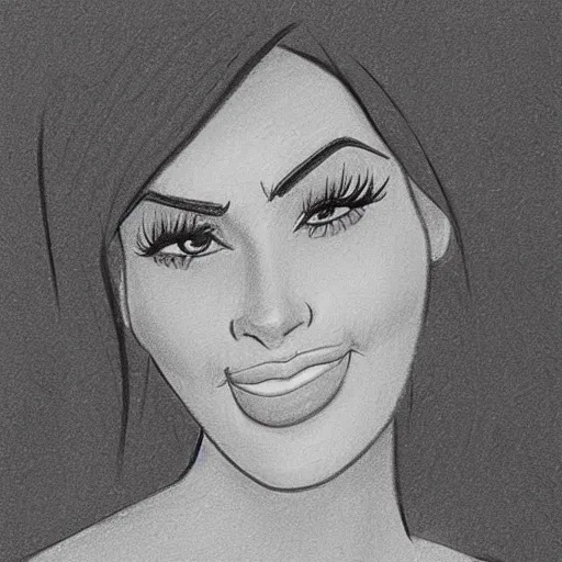 Image similar to milt kahl pencil sketch of kim kardashian