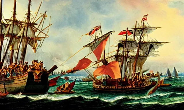 Image similar to dragons fighting at the Battle of Trafalgar