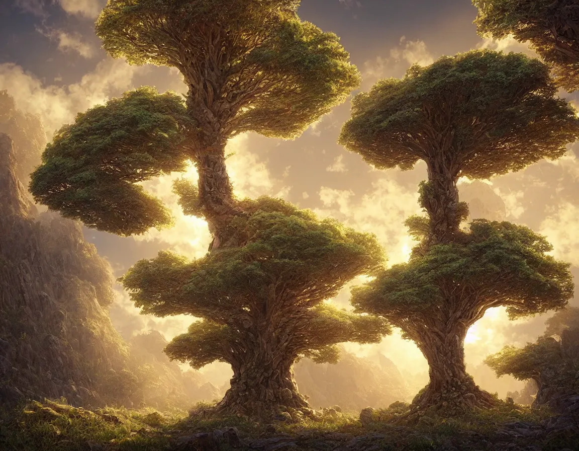 Prompt: hyper realistic 3 d rendering of prehistoric silicon tree, hd, hdr, by moebius and john howe and albert bierstadt and alena aenami, ultra detailed, high resolution
