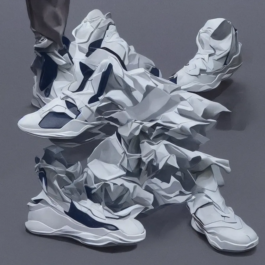 Image similar to futuristic balenciaga sneakers, nft art, highly detailed, hyper realistic