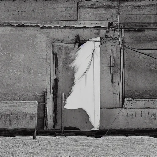 Image similar to an approaching shadow, black and white photography by fan ho, hong kong 1 9 5 4