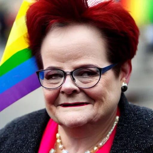 Prompt: Christine Boutin at the lgbt pride