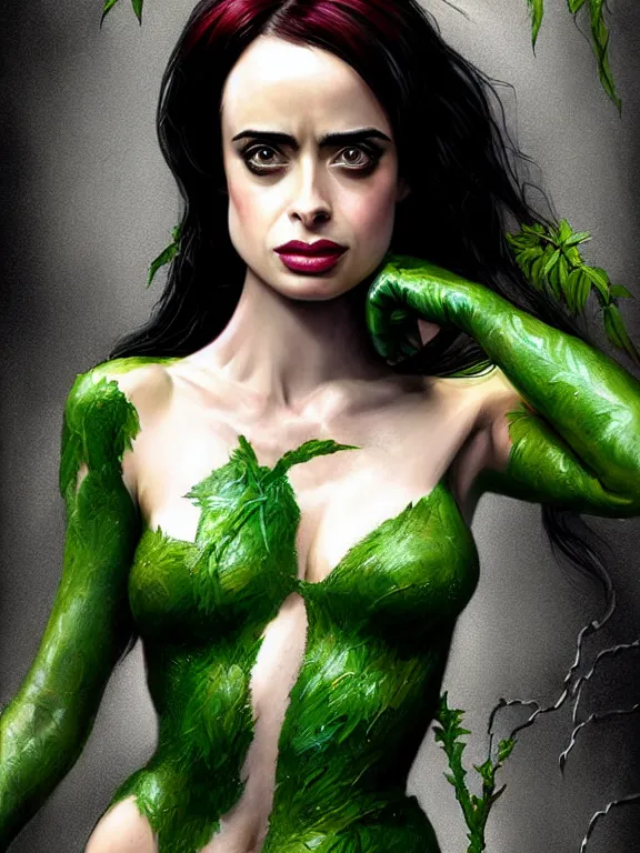 Image similar to krysten ritter as poison ivy from batman, digital painting, extremely detailed, 4 k, intricate, brush strokes, mark arian, artgerm, bastien lecouffe - deharme