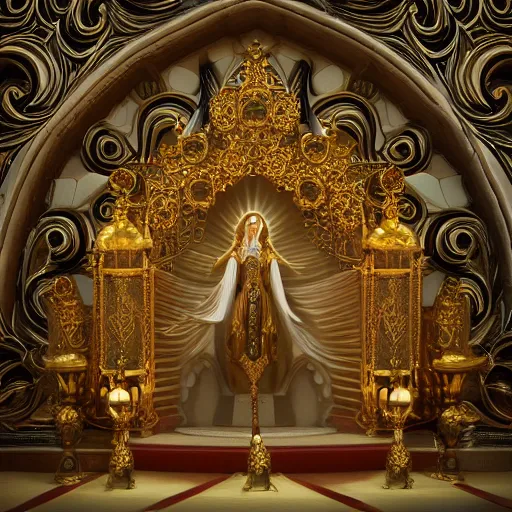 Prompt: queen of heaven, ornate and intricate, stunning, surreal, 4 k cinematic octane render