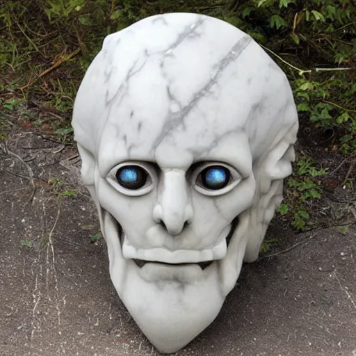 Prompt: marble stone sculpture bust of a storm giant, empty eye sockets, metal crown with gems, by randy vargas