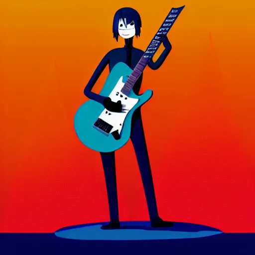 Image similar to a 2 d guitarist character design, vector art, digital art, portrait, 4 k, 8 k, sharp focus, smooth, illustration, concept art