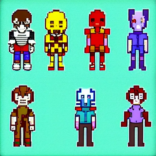 pixel art designs of new undertale characters. ”, Stable Diffusion