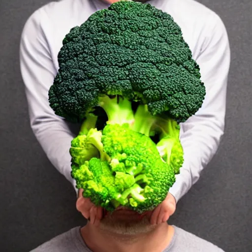 Prompt: man with broccoli shaped afro