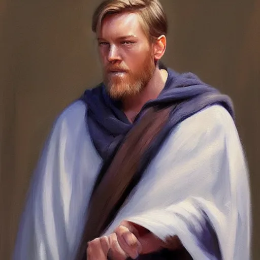 Image similar to Obi-Wan Kenobi, painting by Vladimir Volegov