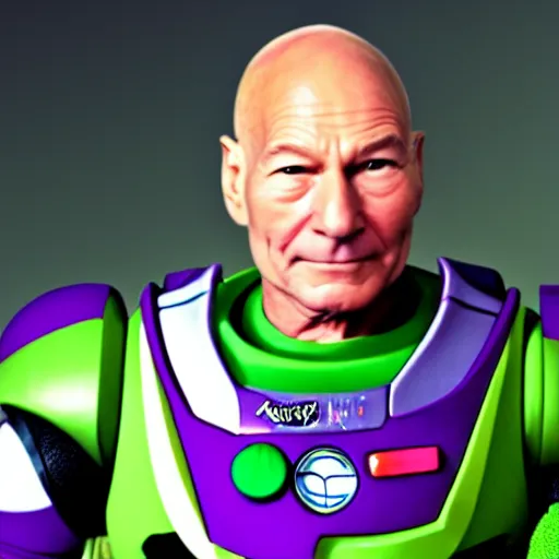 Image similar to patrick stewart as the real buzz lightyear