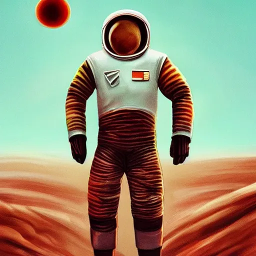 Image similar to digital art, trending on artstation, a soviet astronaut playing soccer on mars, mars landscape, cinematic, relaxing