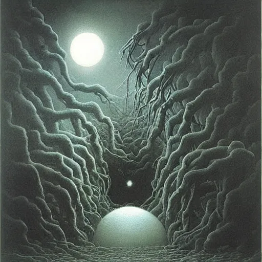 Image similar to zdzislaw beksinski painting of cosmic horror