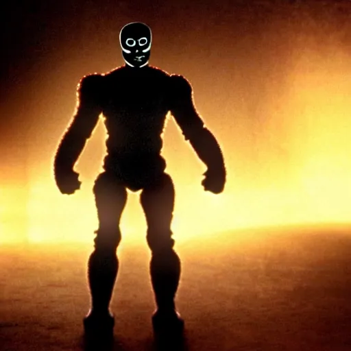 Image similar to thing from fantastic four as a soldier, still from the movie universal soldier, fog, dramatic lighting