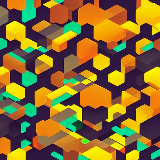 Prompt: the joy of hex, hexagons, simple textured vector based illustration, vivid colors, isometric, wlop