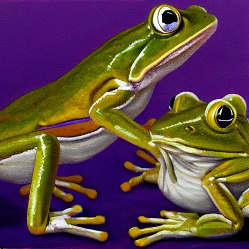 Prompt: a muscular frog suplexing a toad in a makeshift wrestling ring, dynamic, oil painting, very detailed