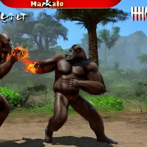 Image similar to harambe as a mortal kombat dlc, 3 d model, fighting video game, fatality, screenshot