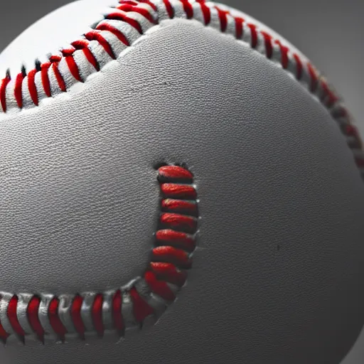 Image similar to a macro shot of a baseball, photorealistic