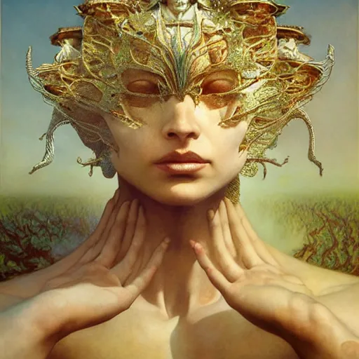 Image similar to queen of jupiter by zdzisław beksinski, iris van herpen, raymond swanland, craig mullins and alphonse mucha. highly detailed, hyper - real, beautiful