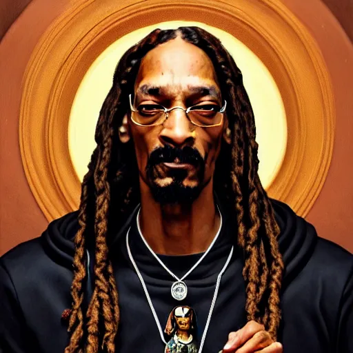 KREA - a full decollage portrait of snoop dogg, fractured mirror