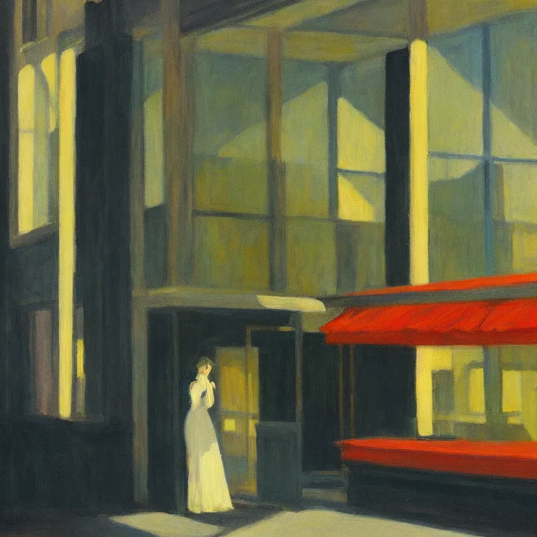 Image similar to stream of consciousness, painted by Edward Hopper, painted by Wayne Barlow